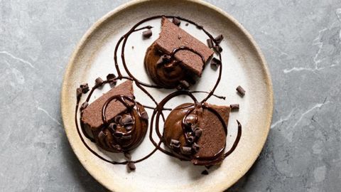 Dessert réalisé avec la Pâte à Moelleux chocolat noir. ©Marie Morin Dessert réalisé avec la Pâte à Moelleux chocolat noir. ©Marie Morin